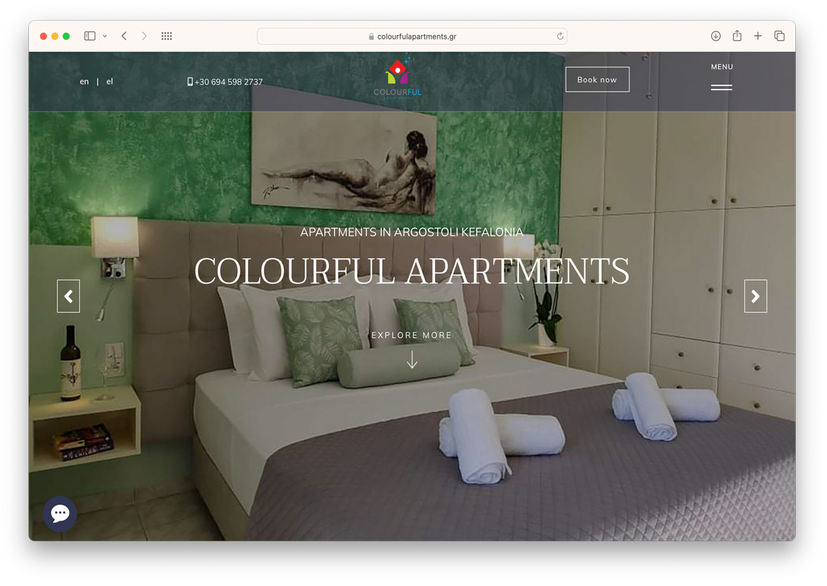 colourful apartments efalonia website